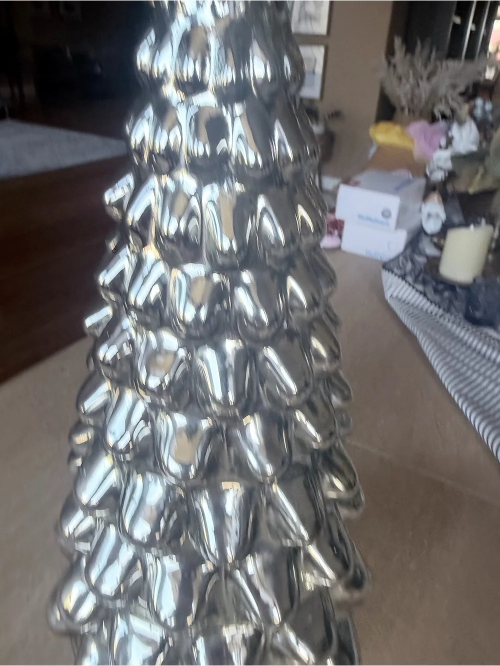Pottery Barn mercury glass Silver Ceramic Holiday Tree